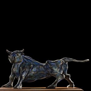 mario pavesi italian sculptur painter bronze bull blue